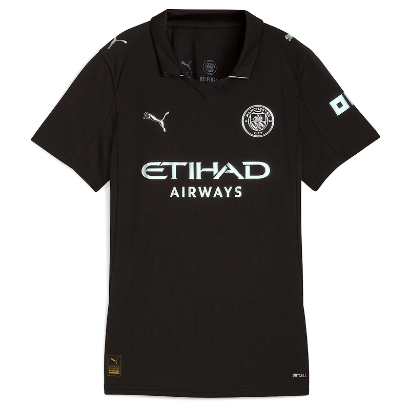 Maillot réplique extérieur Puma Erling Haaland noir pour femme Manchester City 2025/26