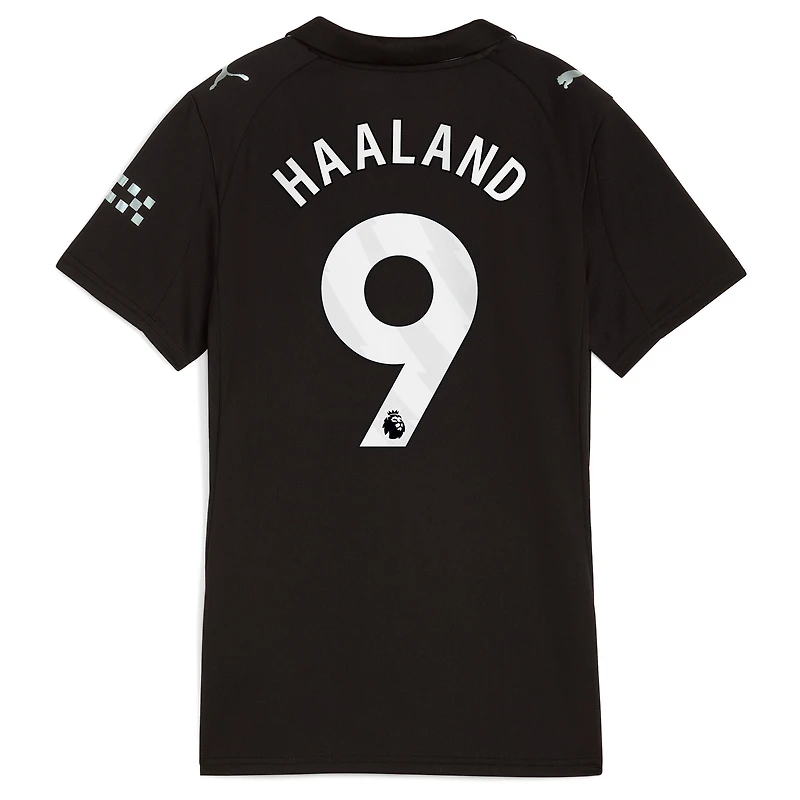Maillot réplique extérieur Puma Erling Haaland noir pour femme Manchester City 2025/26