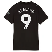 Maillot réplique extérieur Puma Erling Haaland noir pour femme Manchester City 2025/26