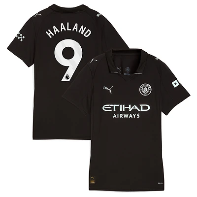 Maillot réplique extérieur Puma Erling Haaland noir pour femme Manchester City 2025/26