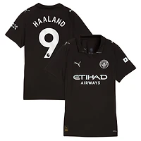 Maillot réplique extérieur Puma Erling Haaland noir pour femme Manchester City 2025/26