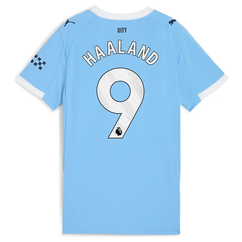 Maillot réplique Puma Erling Haaland bleu ciel pour femme Manchester City 2025/26 domicile