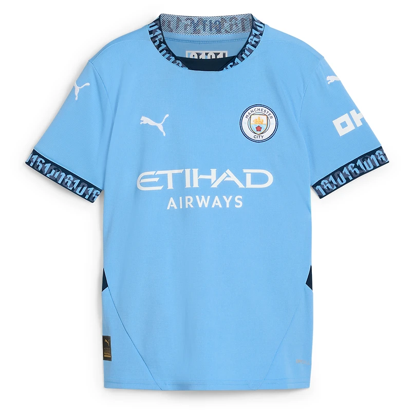 Maillot de joueur réplique domicile Puma Erling Haaland bleu clair Manchester City 2024/25 pour enfant