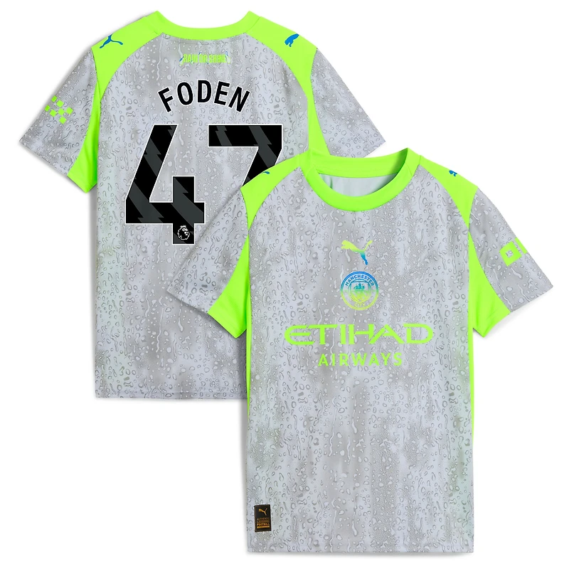 Maillot réplique Puma Phil Foden vert pour jeunes Manchester City 2025/26