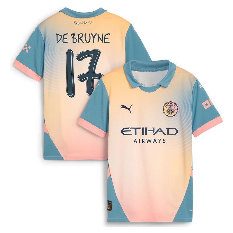 Youth Puma Kevin De Bruyne Light Blue Manchester City 2024/25 Home Replica Player Jersey