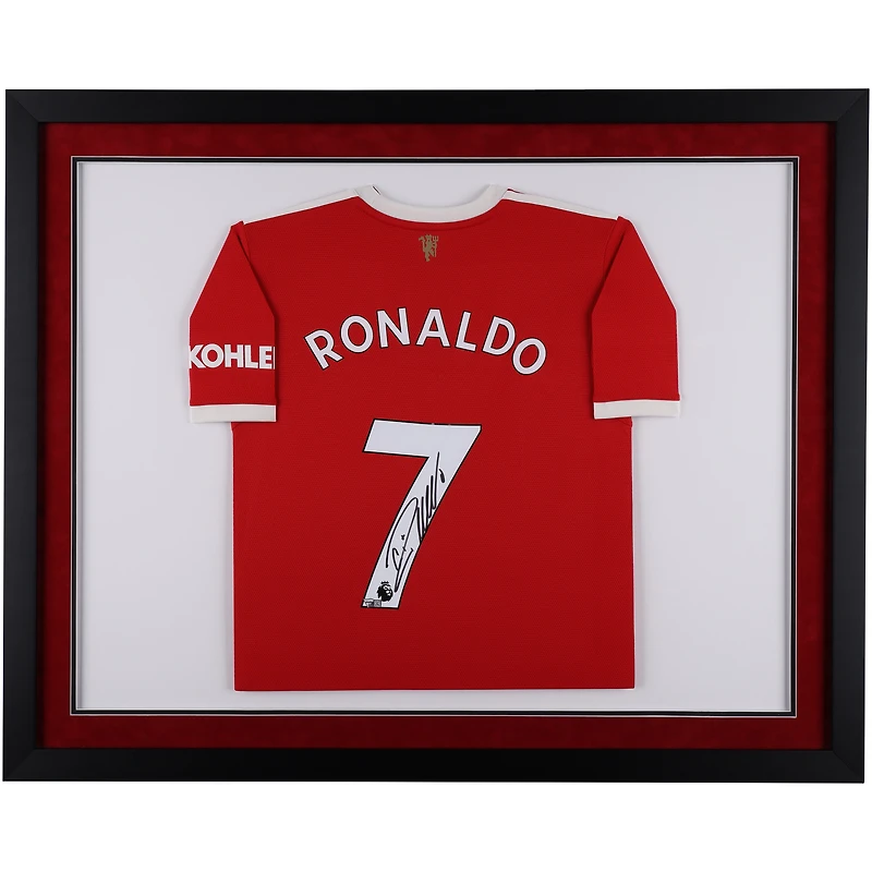 Maillot rouge Adidas 2021 autographié par Cristiano Ronaldo Manchester United