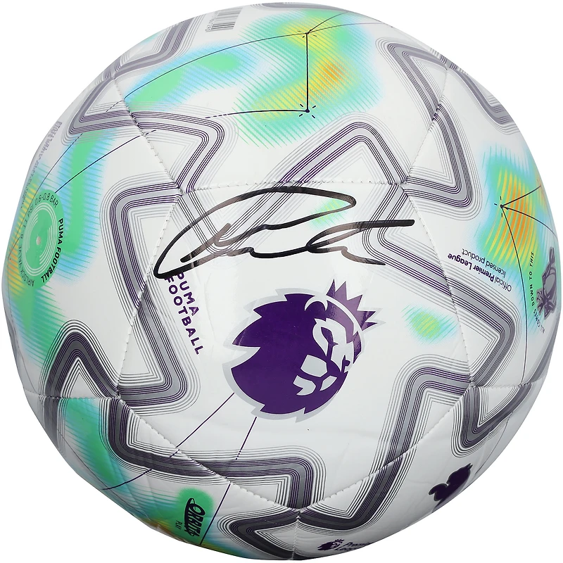 Matheus Cunha Manchester United Autographed White/Green Puma English Premier League Soccer Ball