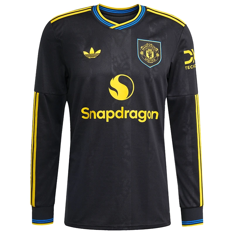 Men's adidas Alejandro Garnacho White Manchester United 2025/26 Away Replica Long Sleeve Player Jersey
