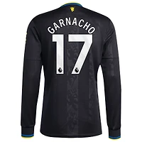 Men's adidas Alejandro Garnacho White Manchester United 2025/26 Away Replica Long Sleeve Player Jersey