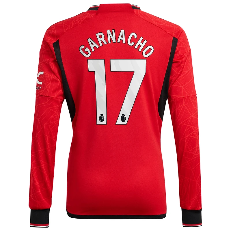 Maillot de joueur adidas Alejandro Garnacho rouge Manchester United 2023/24 domicile réplique à manches longues pour homme