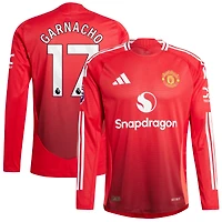 Men's adidas Alejandro Garnacho Red Manchester United 2024/25 Home Authentic Long Sleeve Player Jersey