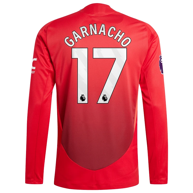 Maillot de joueur adidas Alejandro Garnacho rouge Manchester United 2024/25 domicile authentique à manches longues pour homme