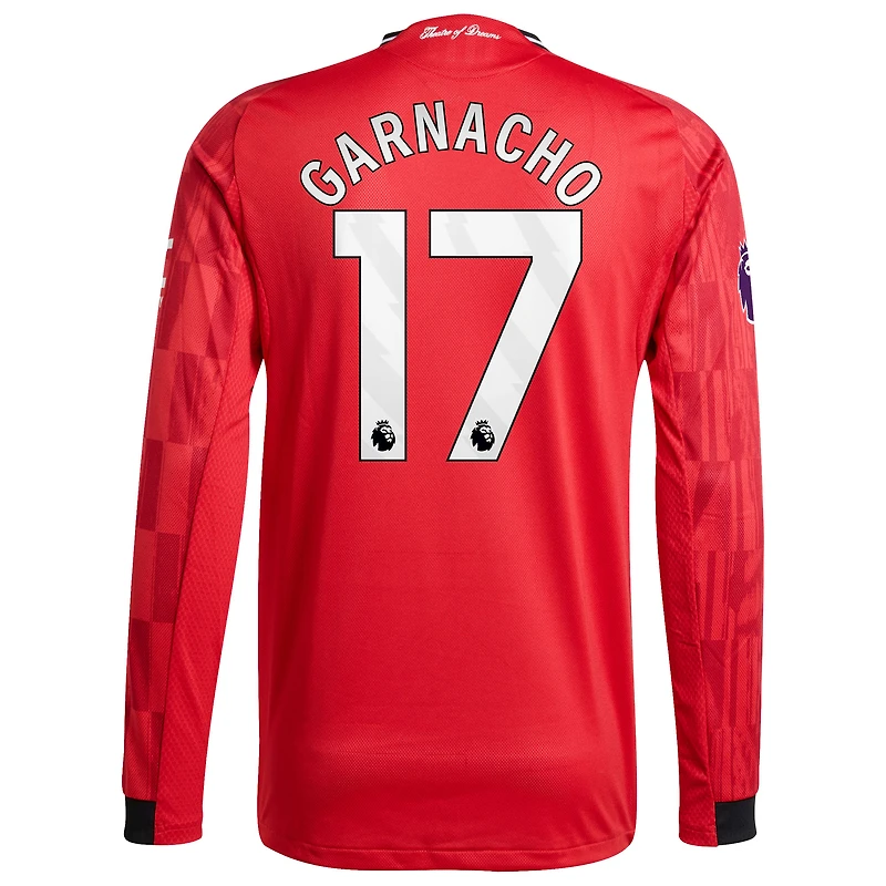 Men's adidas Alejandro Garnacho Red Manchester United Home 2025/26 Authentic Player Long Sleeve Jersey