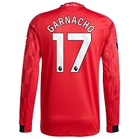 Men's adidas Alejandro Garnacho Red Manchester United Home 2025/26 Authentic Player Long Sleeve Jersey