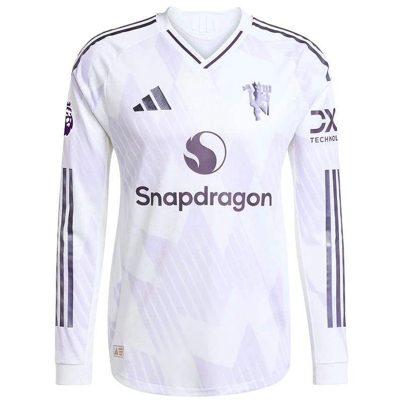 Maillot de joueur à manches longues authentique blanc adidas Alejandro Garnacho Manchester United 2025/26 extérieur pour homme