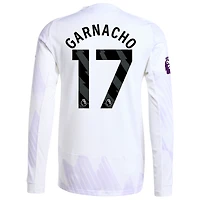 Men's adidas Alejandro Garnacho White Manchester United 2025/26 Away Authentic Long Sleeve Player Jersey