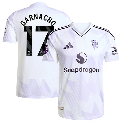 Men's adidas Alejandro Garnacho White Manchester United 2025/26 Away Authentic Player Jersey