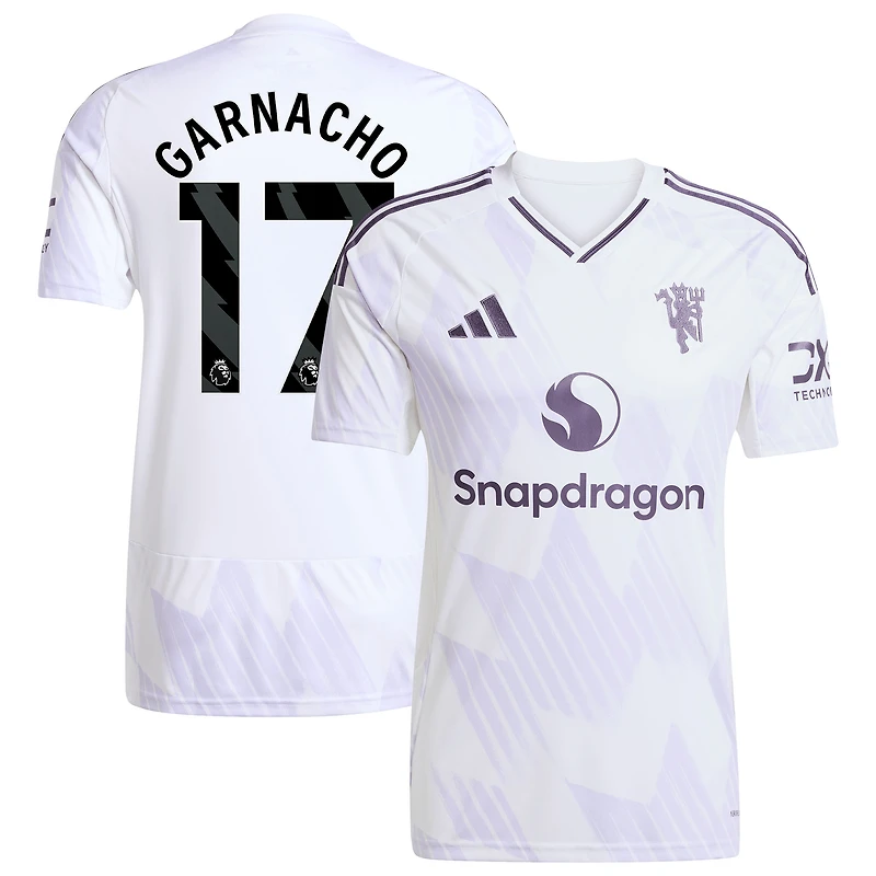 Men's adidas Alejandro Garnacho White Manchester United 2025/26 Away Replica Player Jersey