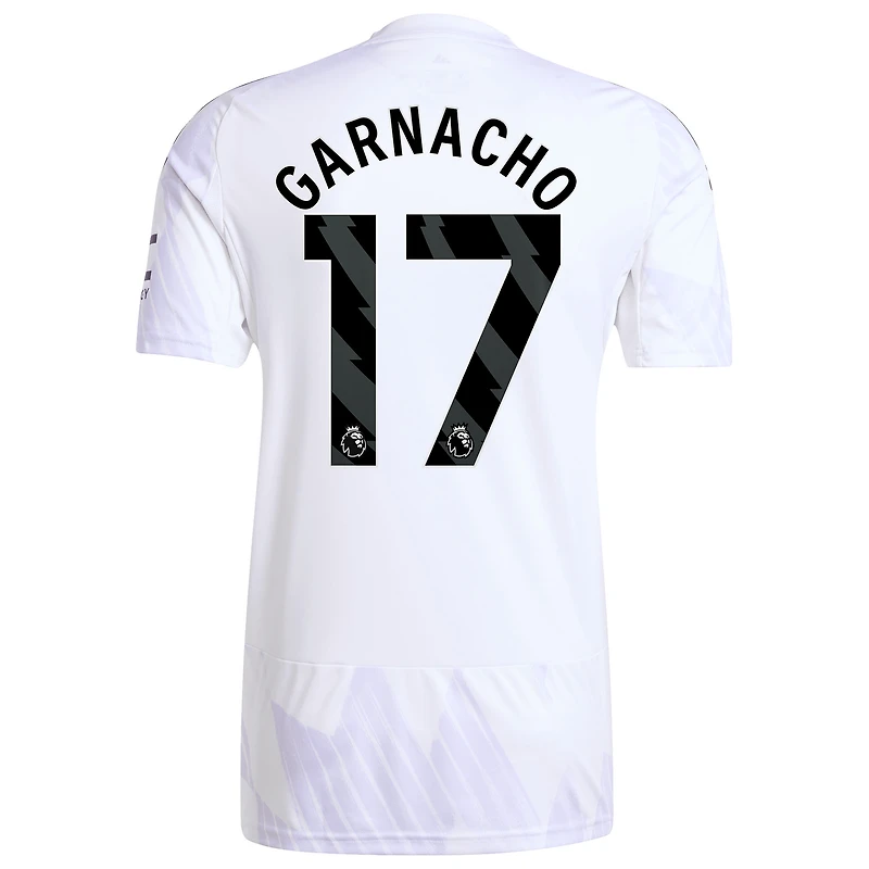 Men's adidas Alejandro Garnacho White Manchester United 2025/26 Away Replica Player Jersey