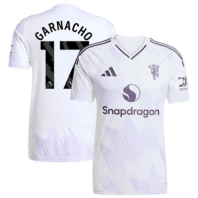 Men's adidas Alejandro Garnacho White Manchester United 2025/26 Away Replica Player Jersey