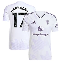 Men's adidas Alejandro Garnacho White Manchester United 2025/26 Away Replica Player Jersey
