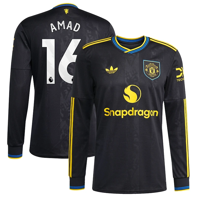Men's adidas Amad Diallo White Manchester United 2025/26 Away Replica Long Sleeve Player Jersey