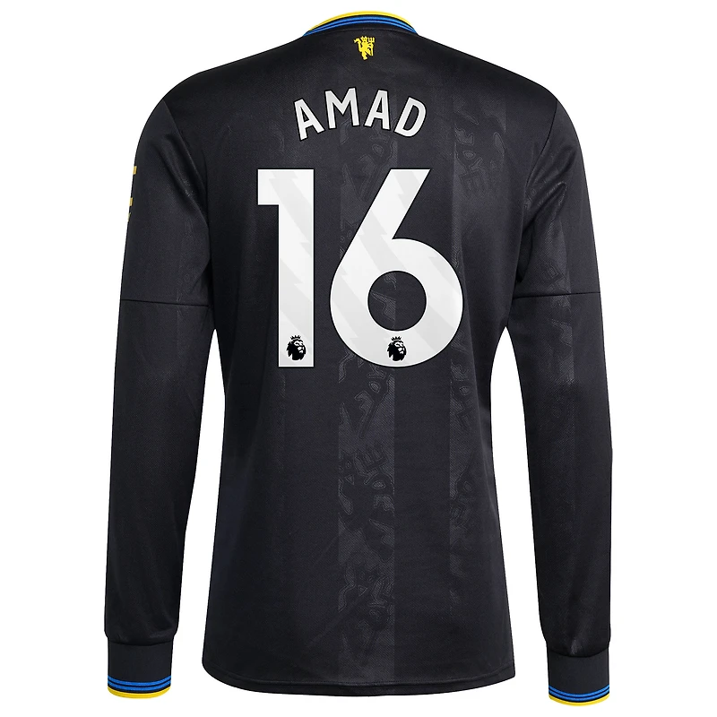 Men's adidas Amad Diallo White Manchester United 2025/26 Away Replica Long Sleeve Player Jersey