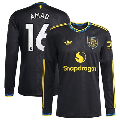 Men's adidas Amad Diallo White Manchester United 2025/26 Away Replica Long Sleeve Player Jersey