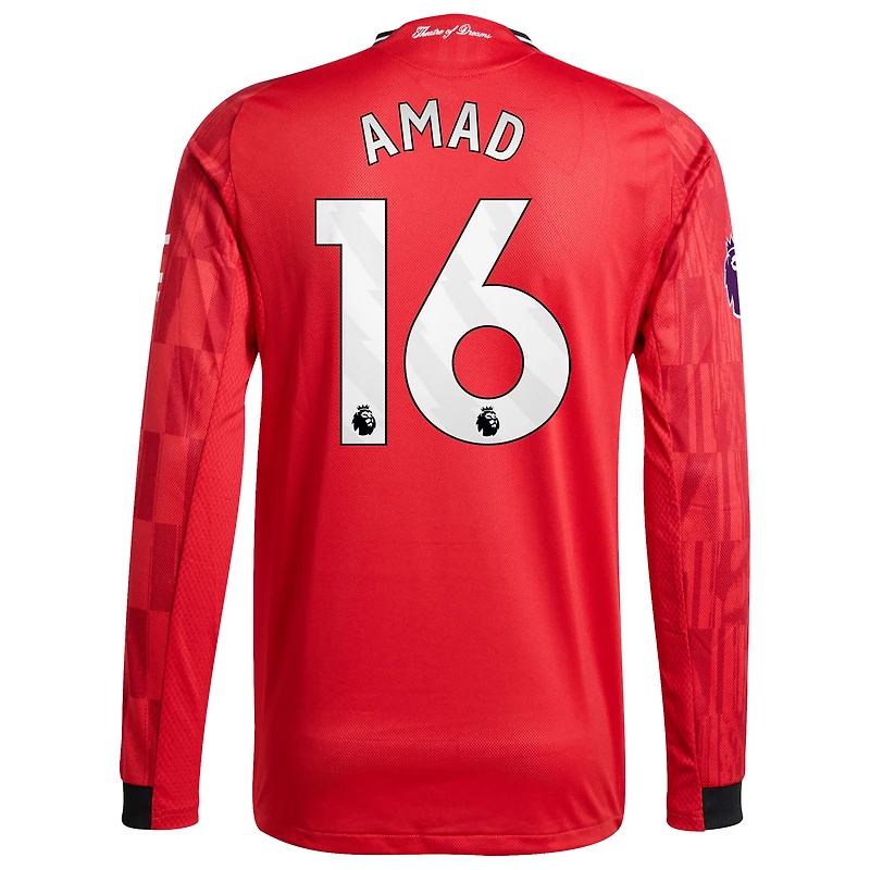 Men's adidas Amad Diallo Red Manchester United Home 2025/26 Authentic Player Long Sleeve Jersey