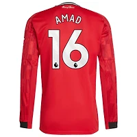 Maillot à manches longues adidas Amad Diallo rouge Manchester United Domicile 2025/26 Réplique pour homme