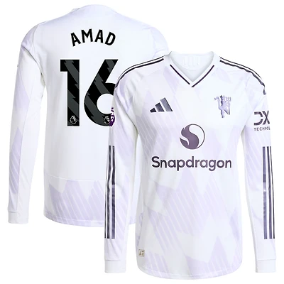 Men's adidas Amad Diallo White Manchester United 2025/26 Away Authentic Long Sleeve Player Jersey