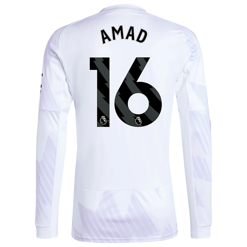 Men's adidas Amad Diallo White Manchester United 2025/26 Away Replica Long Sleeve Player Jersey