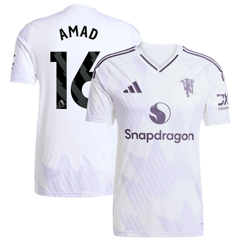 Men's adidas Amad Diallo White Manchester United 2025/26 Away Replica Player Jersey