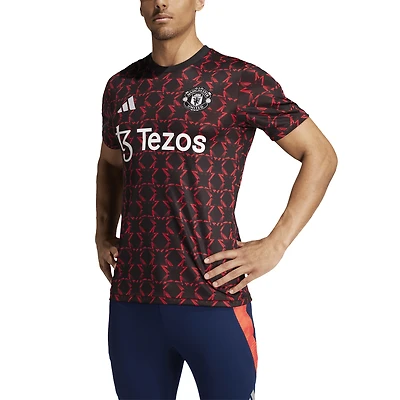 Haut d'avant-match adidas noir Manchester United 2024/25 pour homme