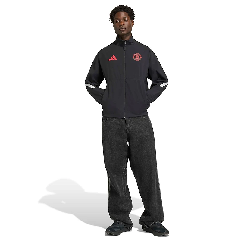 Veste zippée adidas Manchester United noire pour homme, collection Club Anthem 2025/26