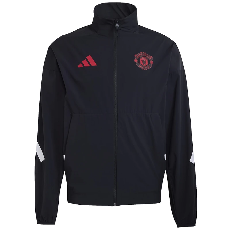 Veste zippée adidas Manchester United noire pour homme, collection Club Anthem 2025/26