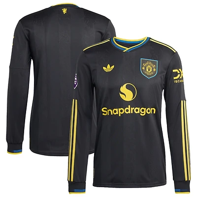 Men's adidas  Black Manchester United 2025/26 Third Authentic Long Sleeve Jersey