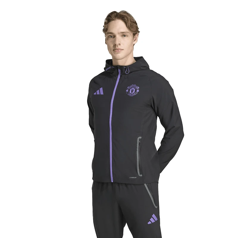 Men's adidas Black Manchester United 2025/26 Tiro Vis Tech Travel Jacket