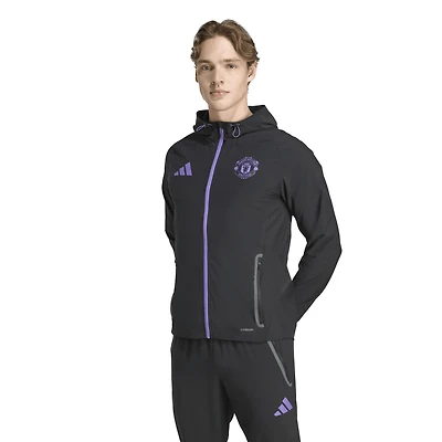 Men's adidas Black Manchester United 2025/26 Tiro Vis Tech Travel Jacket