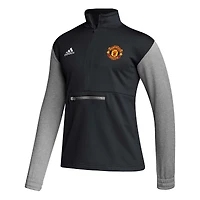 Haut à manches longues et demi-zip adidas Manchester United Crest pour homme noir