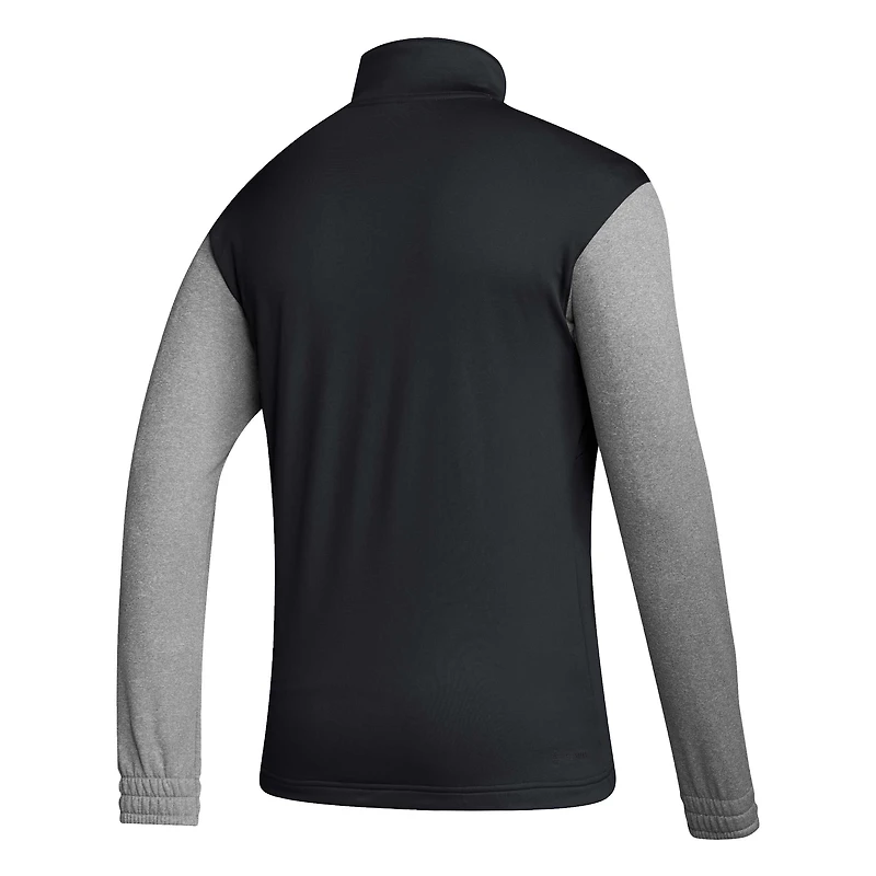 Haut à manches longues et demi-zip adidas Manchester United Crest pour homme noir