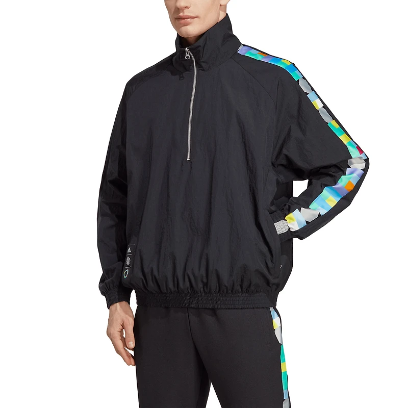 Men's adidas Black Peter Saville x Manchester United Half-Zip Pullover Jacket