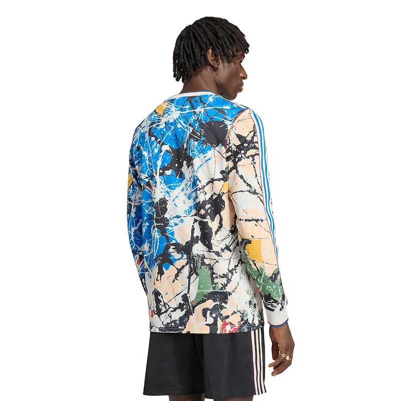 Men's adidas Blue Manchester United X Stone Roses Long Sleeve Replica Jersey