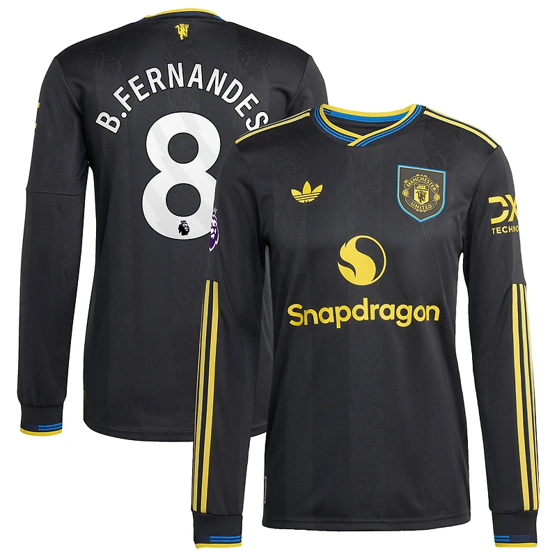 Maillot à manches longues authentique Manchester United Domicile 2025/26 pour homme adidas Bruno Fernandes Rouge