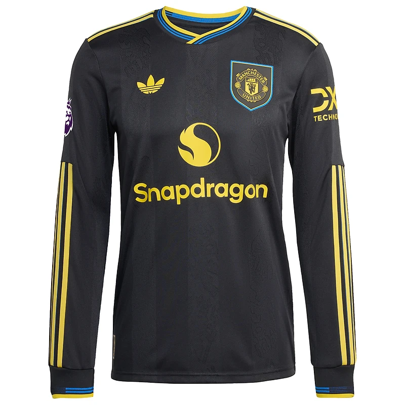 Men's adidas Bruno Fernandes Black Manchester United 2025/26 Third Authentic Long Sleeve Player Jersey
