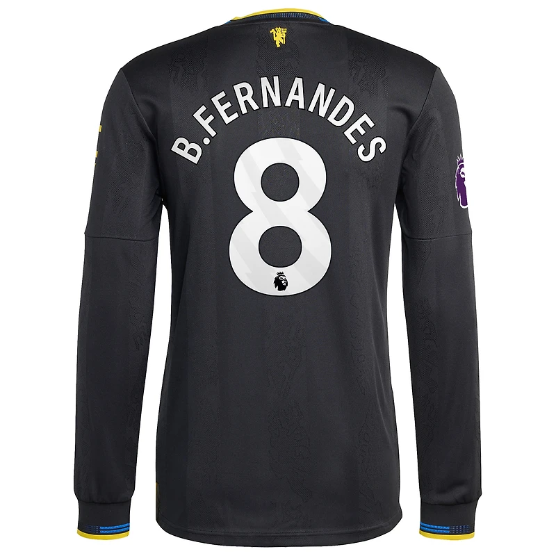 Men's adidas Bruno Fernandes Black Manchester United 2025/26 Third Authentic Long Sleeve Player Jersey