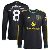 Men's adidas Bruno Fernandes White Manchester United 2025/26 Away Replica Long Sleeve Player Jersey