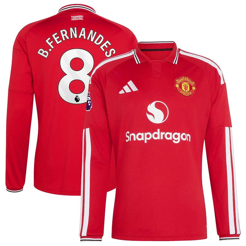 Men's adidas Bruno Fernandes Red Manchester United 2026/27 Home Authentic Long Sleeve Jersey