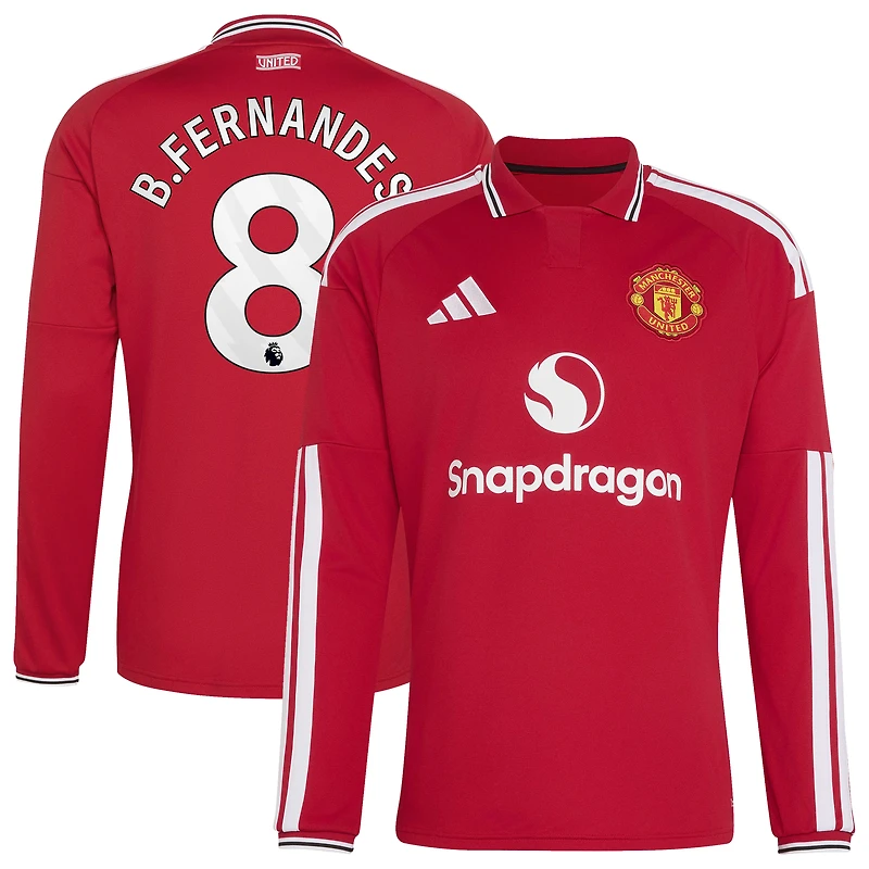 Maillot domicile réplique manches longues adidas Bruno Fernandes rouge Manchester United 2026/27 pour homme