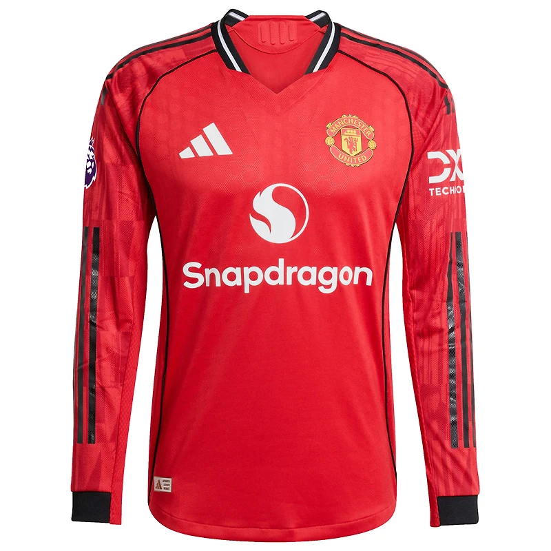 Men's adidas Bruno Fernandes Red Manchester United Home 2025/26 Authentic Player Long Sleeve Jersey